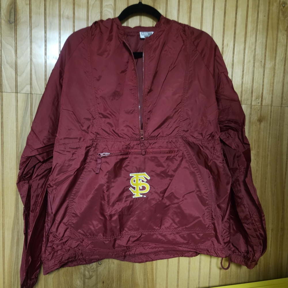 Vintage Hibbett Sports FSU Maroon Windbreaker with Embroidered Logo Unisex Large